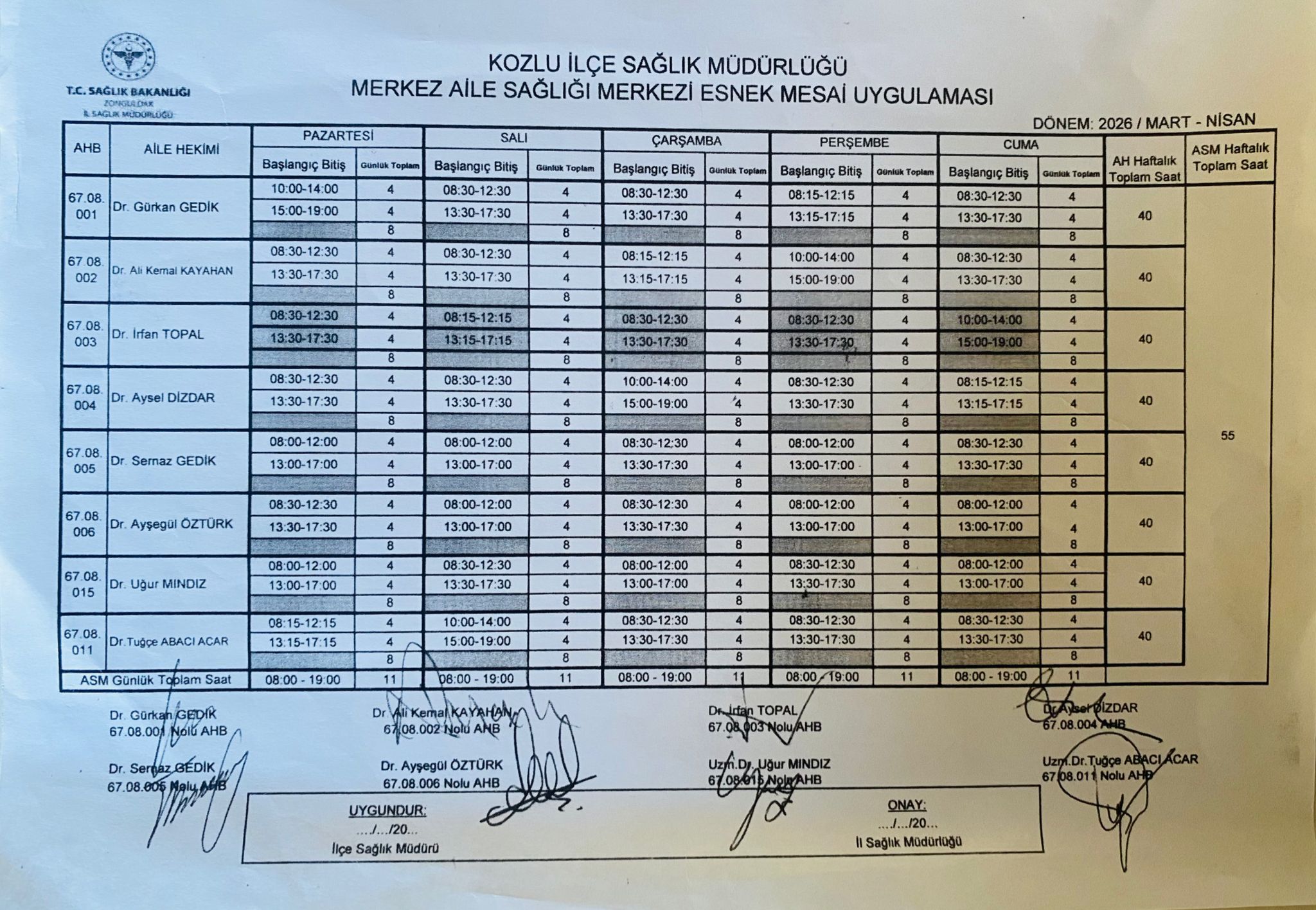 Esnek Mesai Çizelgesi